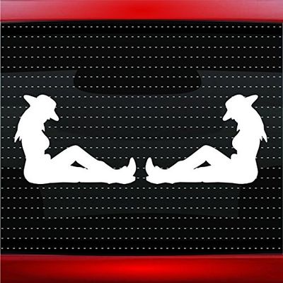 Cowgirl #1 Pair Car Sticker Truck Window Vinyl Decal Orange