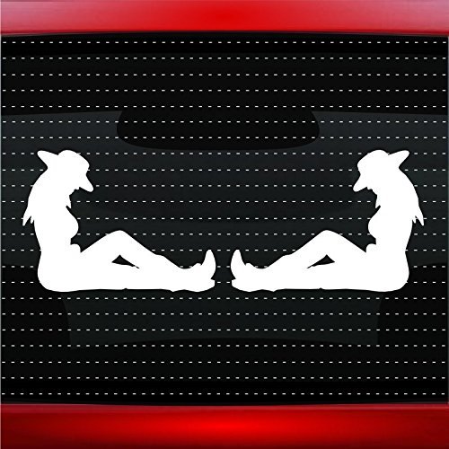 Cowgirl #1 Pair Car Sticker Truck Window Vinyl Decal Orange