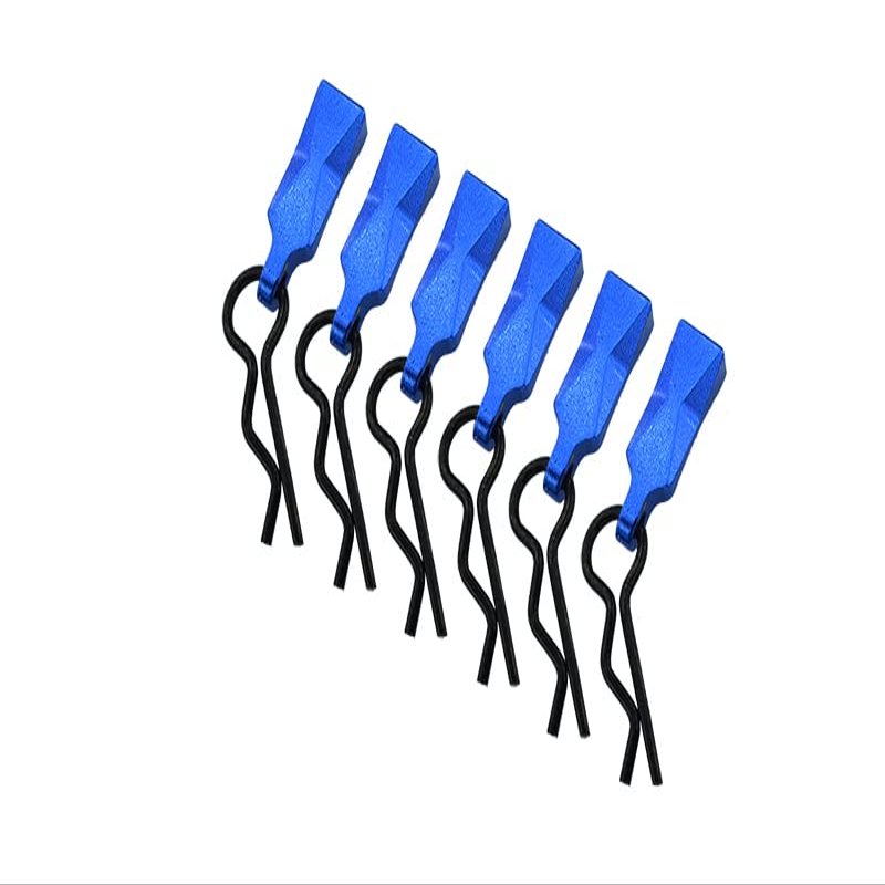 Body Clips + Aluminum Mount For 1/10 To 1/8 Models - 6Pcs Set Blue