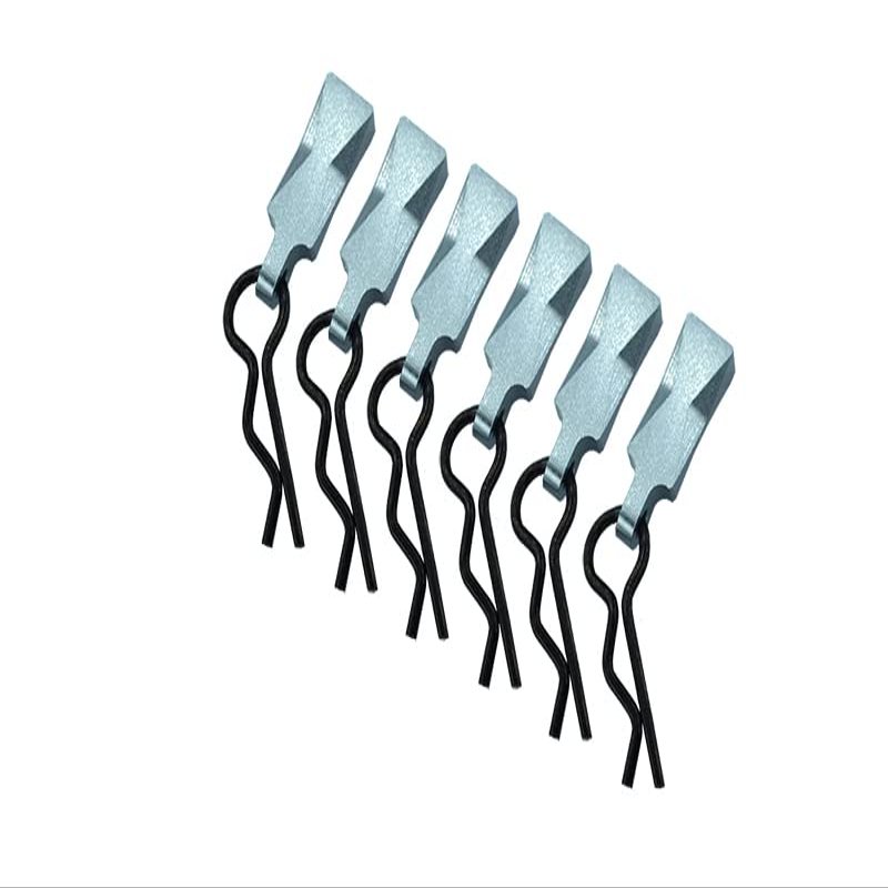 Body Clips + Aluminum Mount For 1/10 To 1/8 Models - 6Pcs Set Gray Silver