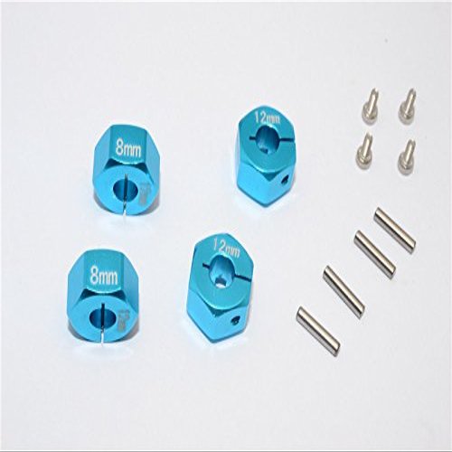 Aluminum Wheel Hex Adapter 12mmx8mm - 4Pcs Set Light Blue