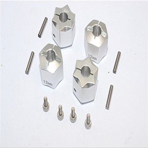 Aluminum Wheel Hex Adapter 12mmx12mm - 4Pcs Set Silver