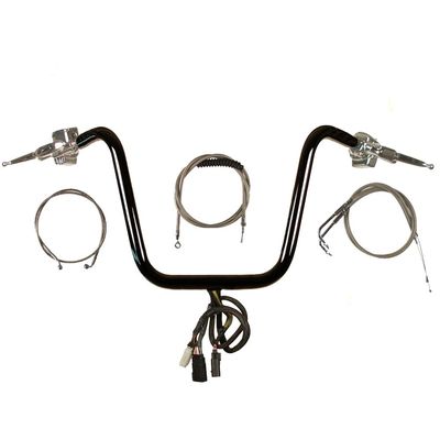 1 1/4" Black 16" Ape Hanger Handlebar PKit for 2008-2011 Harley Dyna Fat Bob models - CMPT-11416GBT-PDYF11