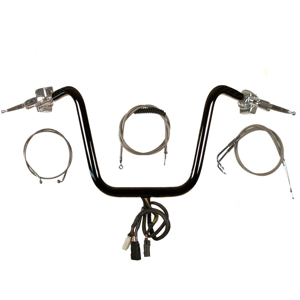 1 1/4" Black 16" Ape Hanger Handlebar PKit for 2008-2011 Harley Dyna Fat Bob models - CMPT-11416GBT-PDYF11
