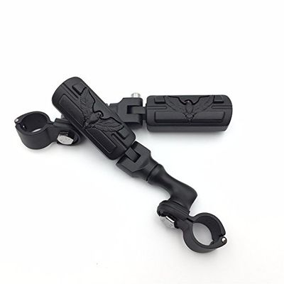 HTTMT MT216-077- Motorcycle Black Short Angled Adjustable Peg Mounting Kit Eagle Footrest Compatible with V-STAR Roadstar Suzuki Boulevard with 1-1/4 inch (1.25") Front Engine Guard Frame Tube