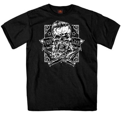 Hot Leathers Men's Bearded Skull T-shirt (Black, Large)