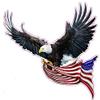 Left Facing Soaring Eagle Flying with American Flag Large 12" inch Decal view 1