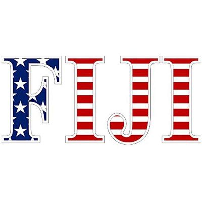Fiji American Flag Greek Letter Sticker - 2.5" Tall