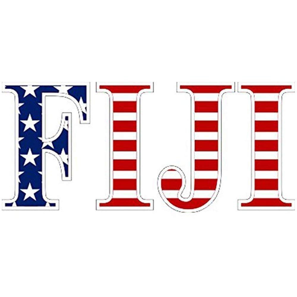 Fiji American Flag Greek Letter Sticker - 2.5" Tall