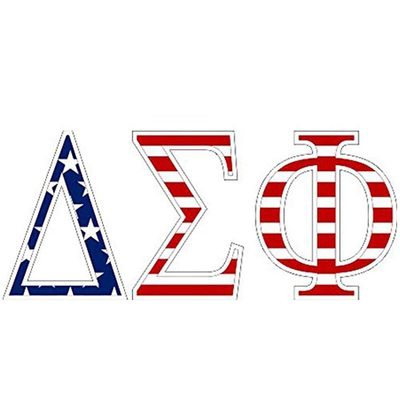 Delta Sigma Phi American Flag Greek Letter Sticker - 2.5" Tall
