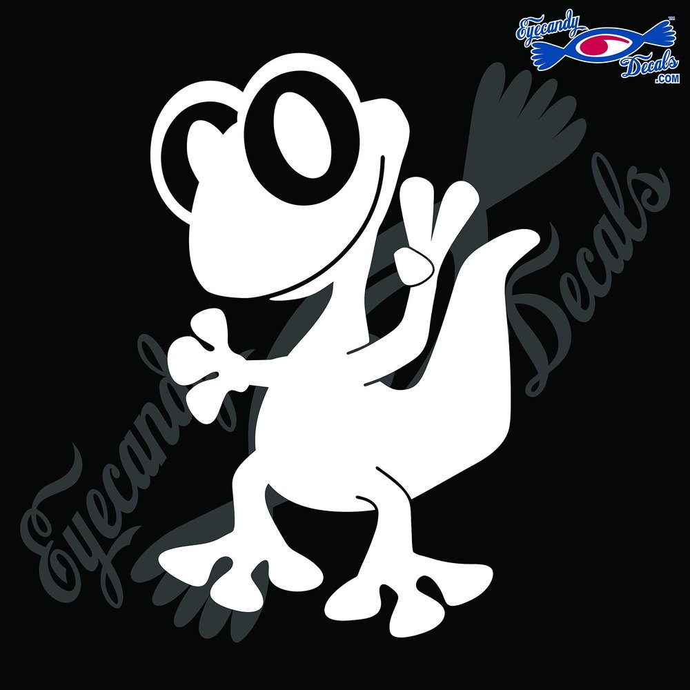 Eyecandy Decals Peace Gecko Lizard 6" Decal Sticker White