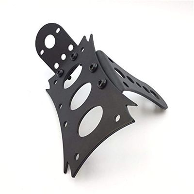 HTTMT MT409-BK Black Custom Horizontal Vertical Zigzag Style Side Mount License Plate Bracket 7 Inches x 4 Inches Compatible with Harley Davidson Kawasaki Suzuki