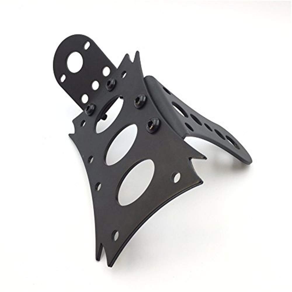 HTTMT MT409-BK Black Custom Horizontal Vertical Zigzag Style Side Mount License Plate Bracket 7 Inches x 4 Inches Compatible with Harley Davidson Kawasaki Suzuki