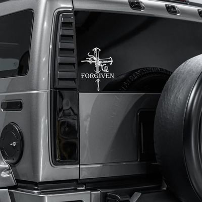 Noizy Graphics Forgiven Nails Cross Christian Car Sticker Truck Window Vinyl Decal Color: Orange