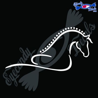 Eyecandy Decals Dressage Horse Rodeo 6" White Decal Sticker