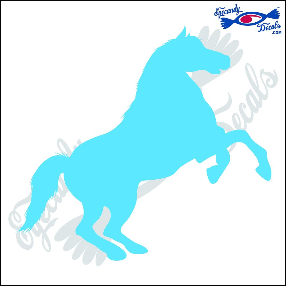 Eyecandy Decals Horse ON HIND Legs Solid Rodeo 6" Decal Sticker Light Blue