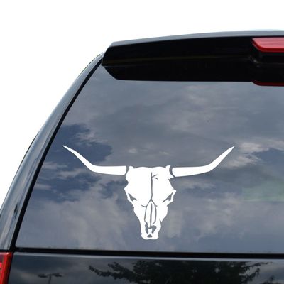 DiamondCutStickerz Longhorn Cow Bull Cattle Skull Ranch Rancher Style1 Decal Sticker Car Truck Motorcycle Window Bumper Laptop Wall Decor - Size (11 Inch / 28 Cm Wide) - Color Black (Matte Finish)