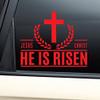 Nashville Decals Jesus Christ He is Risen Christian Vinyl Decal Laptop Car Truck Bumper Window Sticker - Red view 1