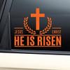 Nashville Decals Jesus Christ He is Risen Christian Vinyl Decal Laptop Car Truck Bumper Window Sticker - Orange view 1