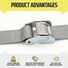 DC Cargo Mall E-Track Cam Buckle Straps Cargo Tie-Downs, (Pack of 10) 2" x 16' Heavy Duty Grey Tie-Down Straps with E-Track Fittings Motorcycle Tie Downs view 3