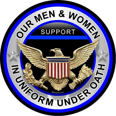312 ProSticker (One) 4" Patriot Series"Support Our Men and Women In Uniform Under Oath" Thin Blue Line Support Decal Sticker