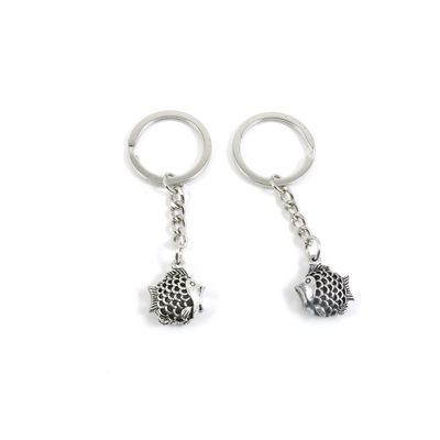 2 Pieces Keyring Keychain Keytag Key Ring Chain Tag Door Car Wholesale Jewelry Making Charms M5FQ0 Hollow Fish