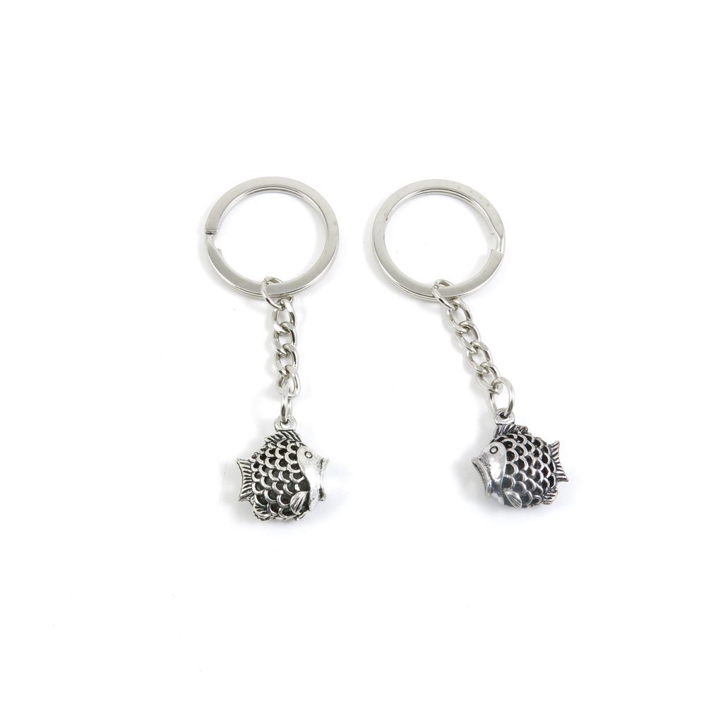 2 Pieces Keyring Keychain Keytag Key Ring Chain Tag Door Car Wholesale Jewelry Making Charms M5FQ0 Hollow Fish