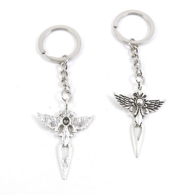 2 Pieces Keyring Keychain Keytag Key Ring Chain Tag Door Car Wholesale Jewelry Making Charms Z1LM5 Angel Sword Latin Cross