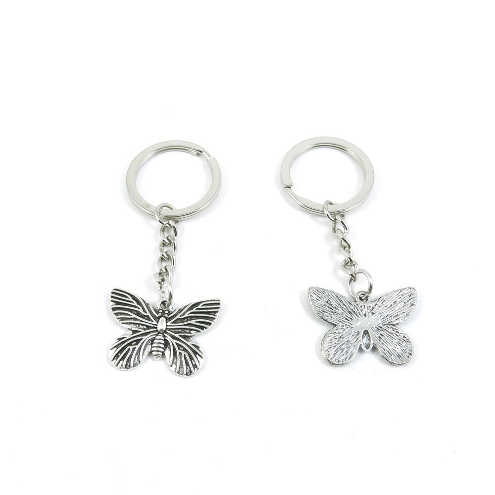 2 Pieces Keyring Keychain Keytag Key Ring Chain Tag Door Car Wholesale Jewelry Making Charms E4RM6 Butterfly