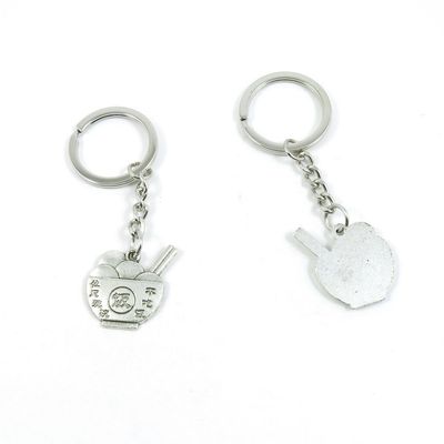 2 Pieces Keyring Keychain Keytag Key Ring Chain Tag Door Car Wholesale Jewelry Making Charms Z9CO5 Rice Bowl Only Eat Not Wash