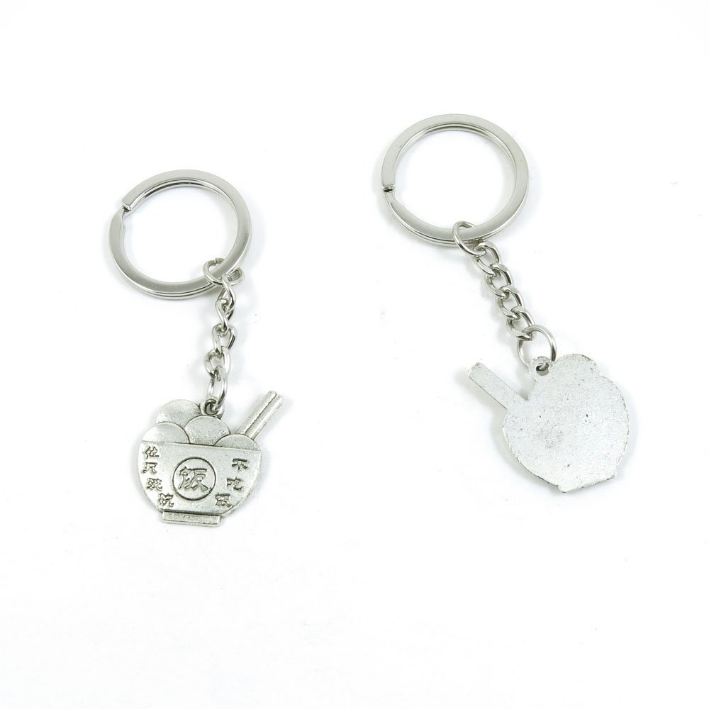 2 Pieces Keyring Keychain Keytag Key Ring Chain Tag Door Car Wholesale Jewelry Making Charms Z9CO5 Rice Bowl Only Eat Not Wash