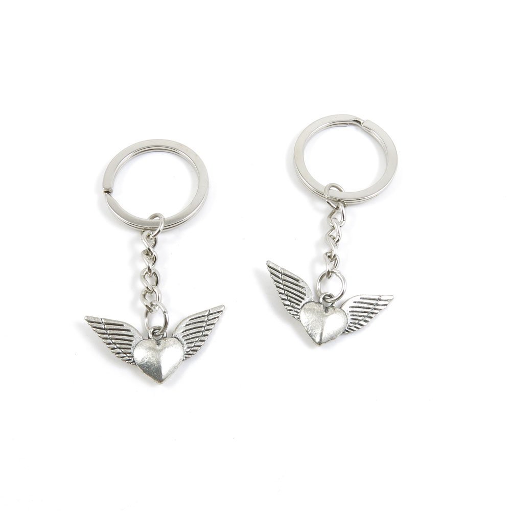 2 Pieces Keyring Keychain Keytag Key Ring Chain Tag Door Car Wholesale Jewelry Making Charms M7XU8 Wings Heart