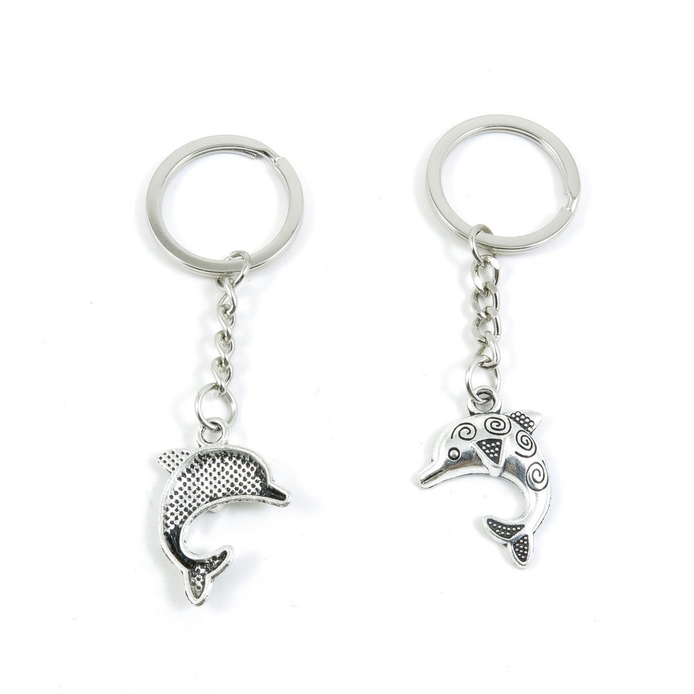 2 Pieces Keyring Keychain Keytag Key Ring Chain Tag Door Car Wholesale Jewelry Making Charms E2RW1 Dolphin