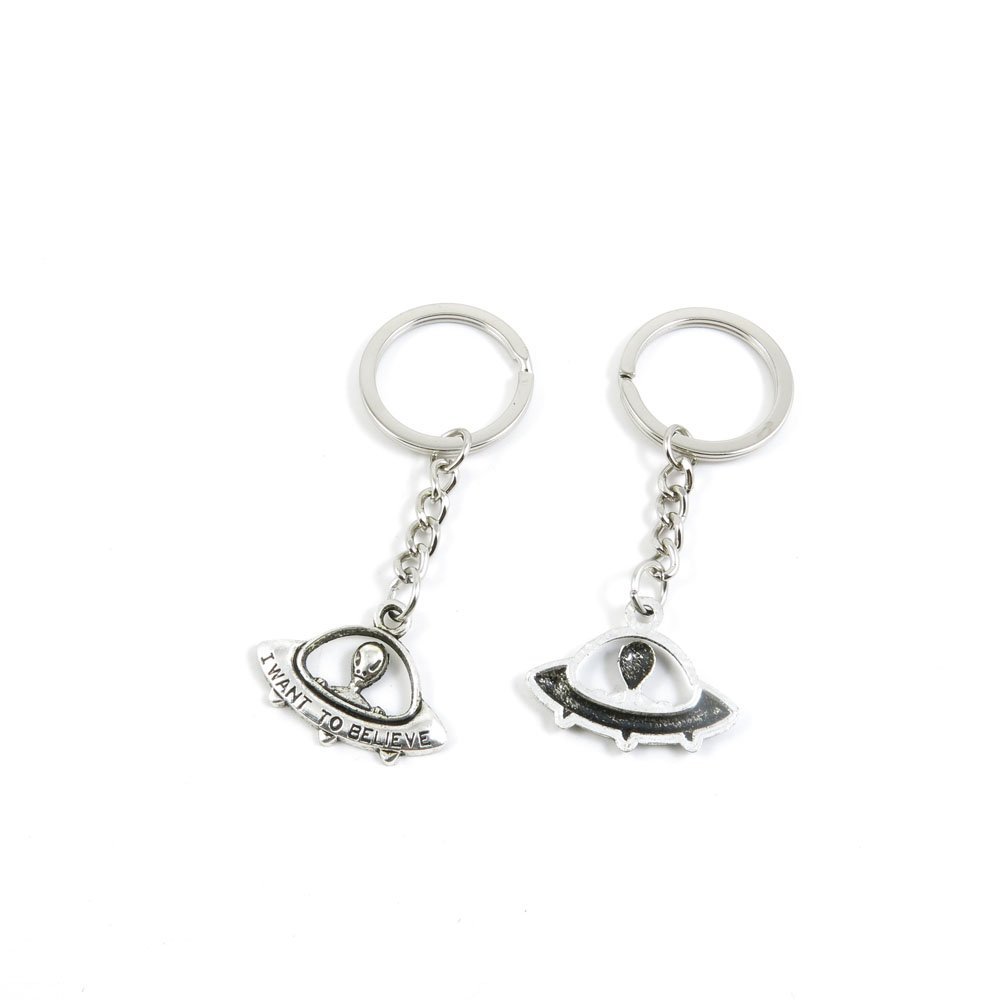 2 Pieces Keyring Keychain Keytag Key Ring Chain Tag Door Car Wholesale Jewelry Making Charms M1LI1 Alien UFO ET