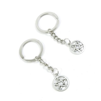 2 Pieces Keyring Keychain Keytag Key Ring Chain Tag Door Car Wholesale Jewelry Making Charms I1FT1 Pentacle