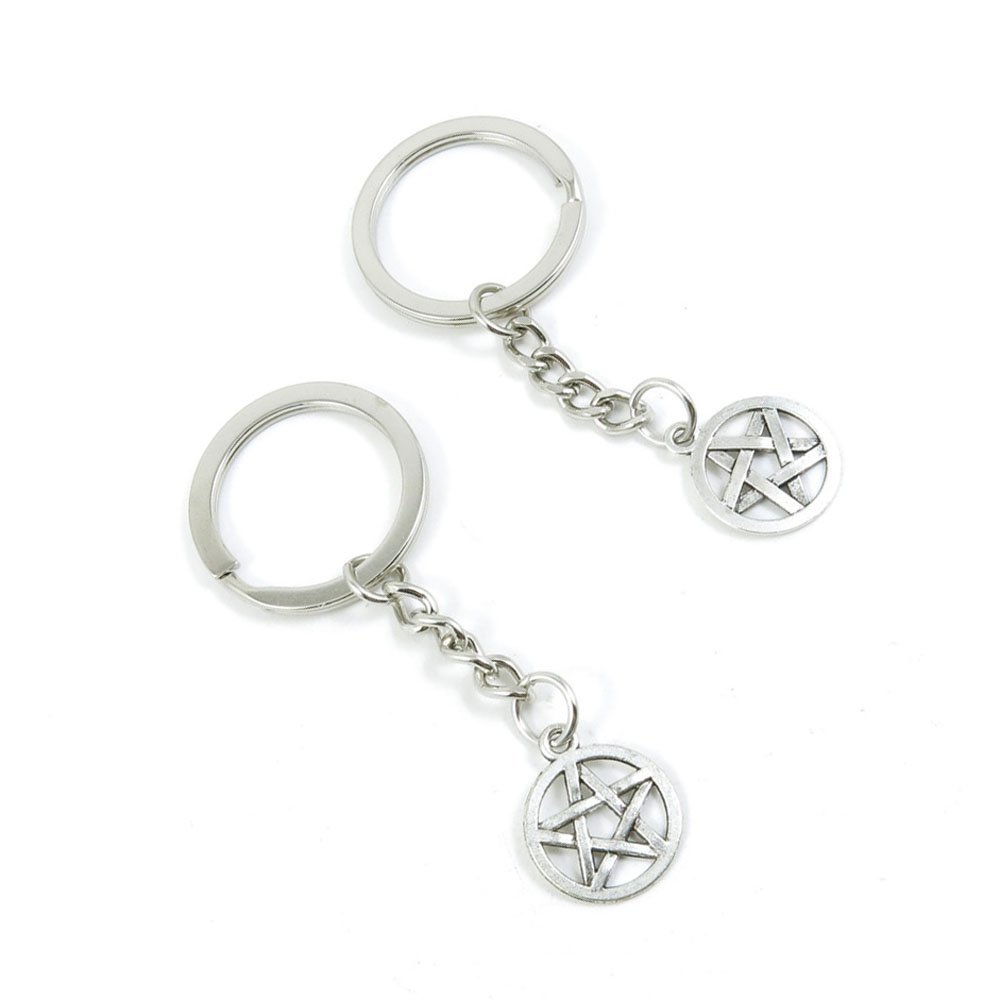 2 Pieces Keyring Keychain Keytag Key Ring Chain Tag Door Car Wholesale Jewelry Making Charms I1FT1 Pentacle