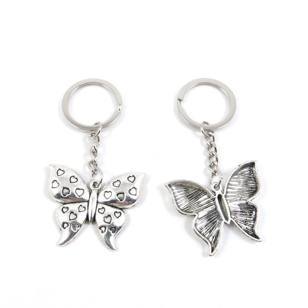 2 Pieces Keyring Keychain Keytag Key Ring Chain Tag Door Car Wholesale Jewelry Making Charms P8PD4 Butterfly of Love