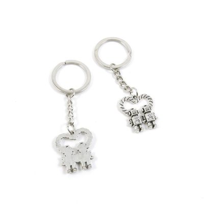 2 Pieces Keyring Keychain Keytag Key Ring Chain Tag Door Car Wholesale Jewelry Making Charms B2WN6 Robot Lover