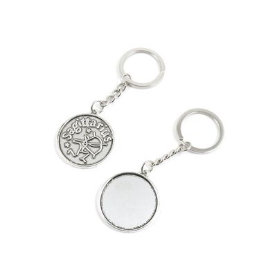 1 Pieces Keyring Key Ring D8JI6 Sagittarius Round Cabochon Base Keychain Automotive Car Door Key Tags Findings Charms Chains