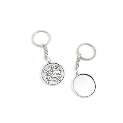 1 Pieces Keyring Key Ring G6UI9 Taurus Round Cabochon Base Keychain Automotive Car Door Key Tags Findings Charms Chains