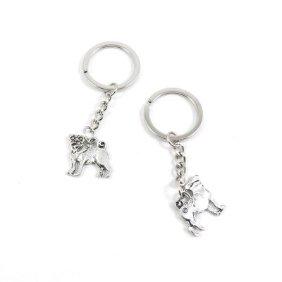 5 Pieces Keyring Key Ring T1QL0 Pug Dog Keychain Automotive Car Door Key Tags Findings Charms Chains