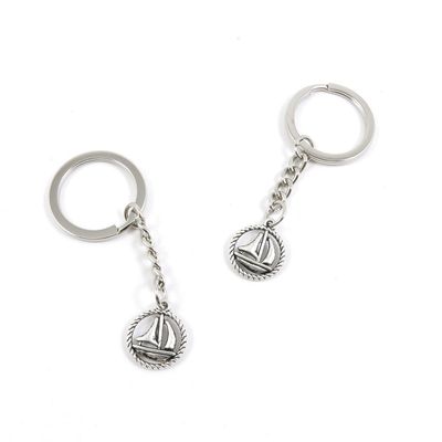 5 Pieces Keyring Key Ring U8RI8 Sailboat Sailing Boat Keychain Automotive Car Door Key Tags Findings Charms Chains