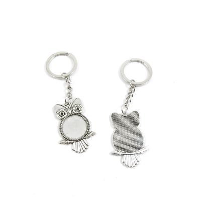 1 Pieces Keyring Key Ring W7WZ4 Owl Cabochon Base Blank Keychain Automotive Car Door Key Tags Findings Charms Chains