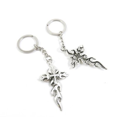 1 Pieces Keyring Key Ring Y5JV8 Fire Latin Cross Keychain Automotive Car Door Key Tags Findings Charms Chains