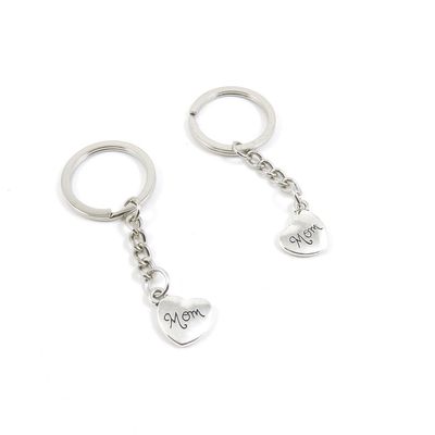 5 Pieces Keyring Key Ring P7YS2 Mom Love Heart Keychain Automotive Car Door Key Tags Findings Charms Chains