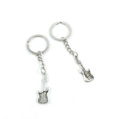 5 Pieces Keyring Key Ring A1WD2 Electric Guitar Keychain Automotive Car Door Key Tags Findings Charms Chains