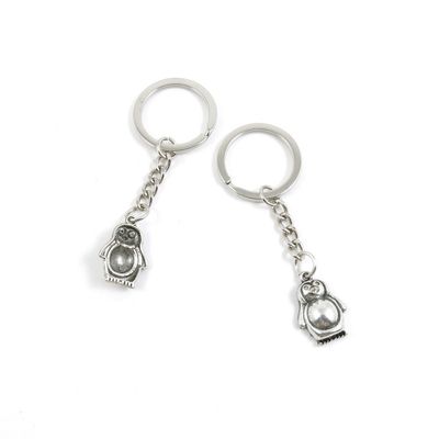 5 Pieces Keyring Key Ring H1OA1 Penguin Keychain Automotive Car Door Key Tags Findings Charms Chains