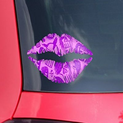 WraptorSkinz Lips Decal 9x5.5 Skull Sketches Purple
