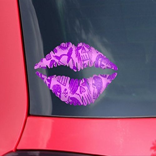 WraptorSkinz Lips Decal 9x5.5 Skull Sketches Purple