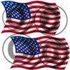 2 (Two) 5" American Flag Wavy Waving Sticker rh view 1